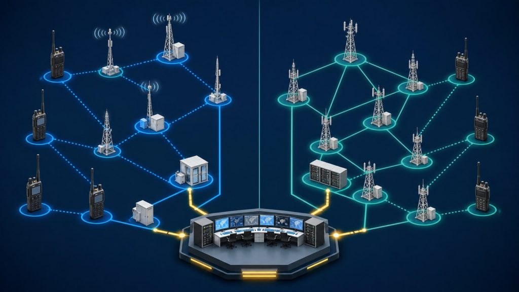 Professional radio network architecture comparison
