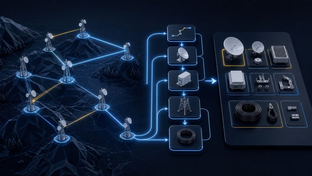 Network planning and bill of materials workflow for microwave links
